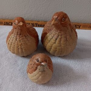 Handcrafted Ceramic Bird Figurines - Brown and Tan